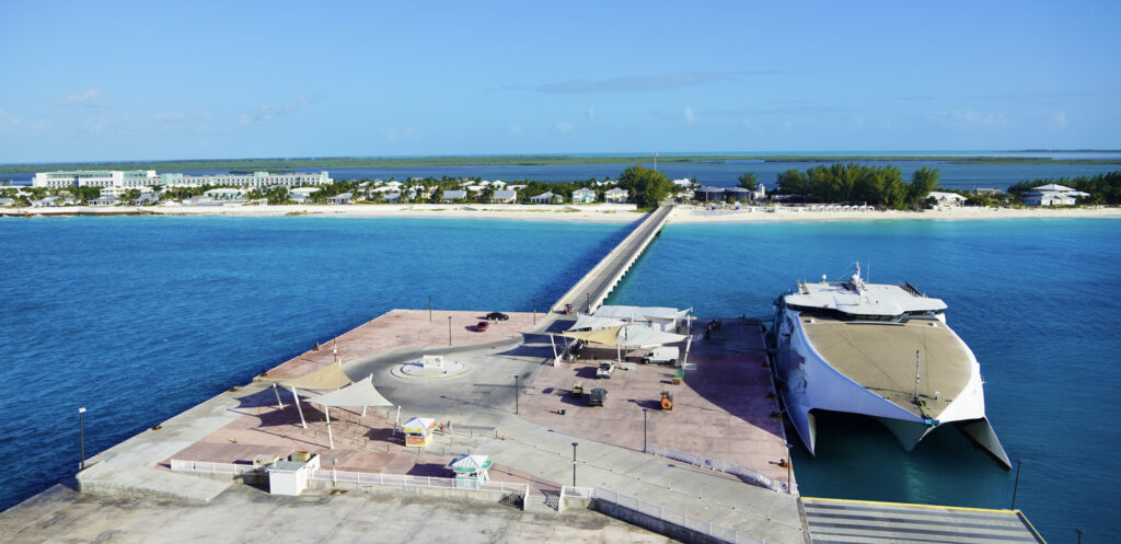 Cruise ship and ferry pier in Bimini Bahamas