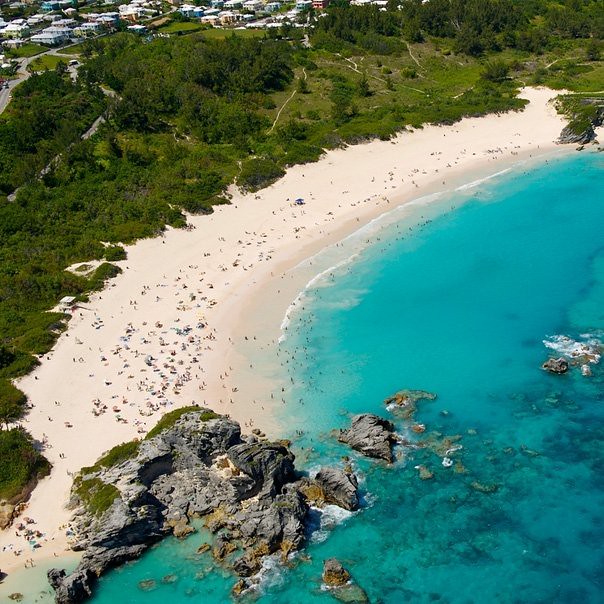aerial view of Horseshoe beach in Bermuda