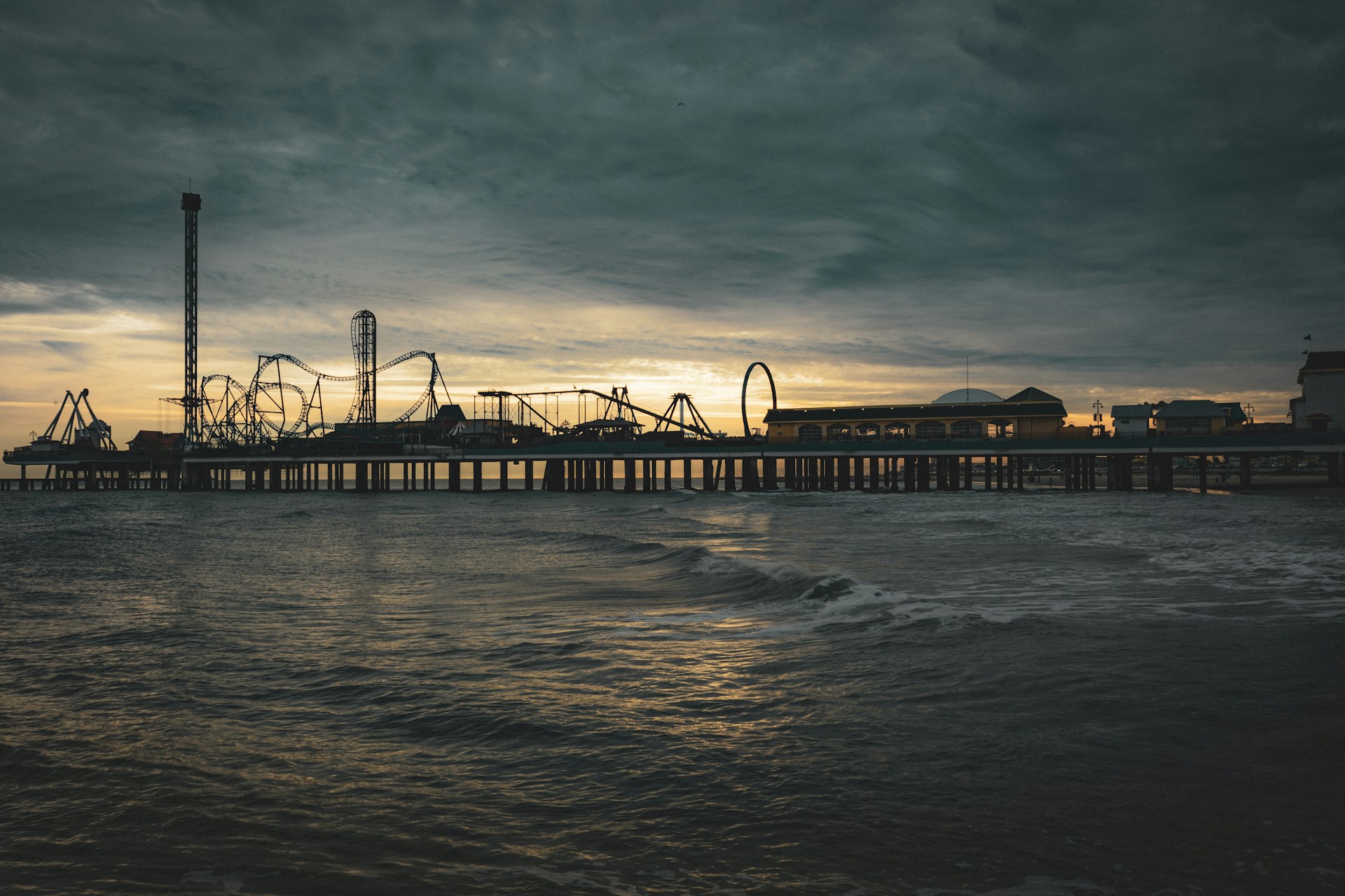 view of the pier at galveston beach