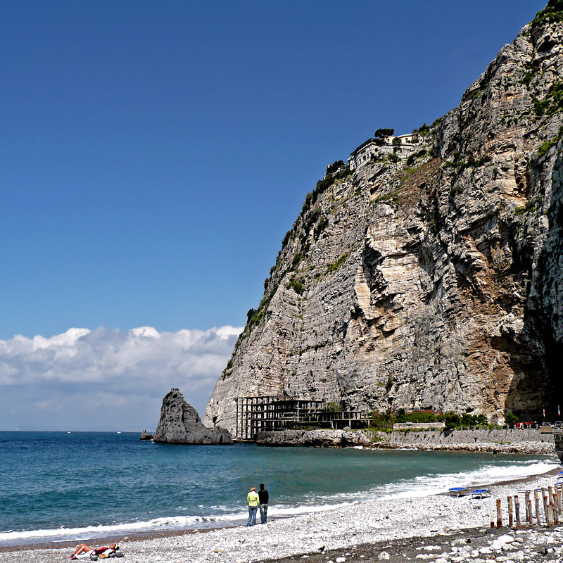 View of Golfo di Napoli, a beautiful beach in Naples, Italy