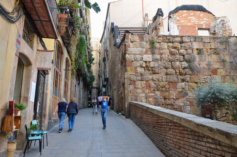 view of the streets in Barcelonas gothic quarter