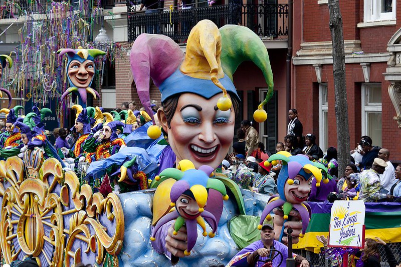view of the streets during the Mardi Gras celebration in New Orleans