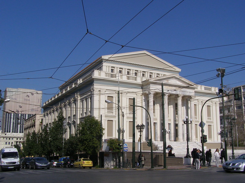 view of the Piraeus Municipal Theater from the street in Greece