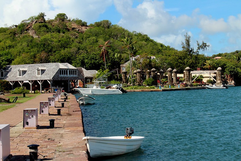views of the water from the dock at Nelsons dockyard in St.John Antigua. 