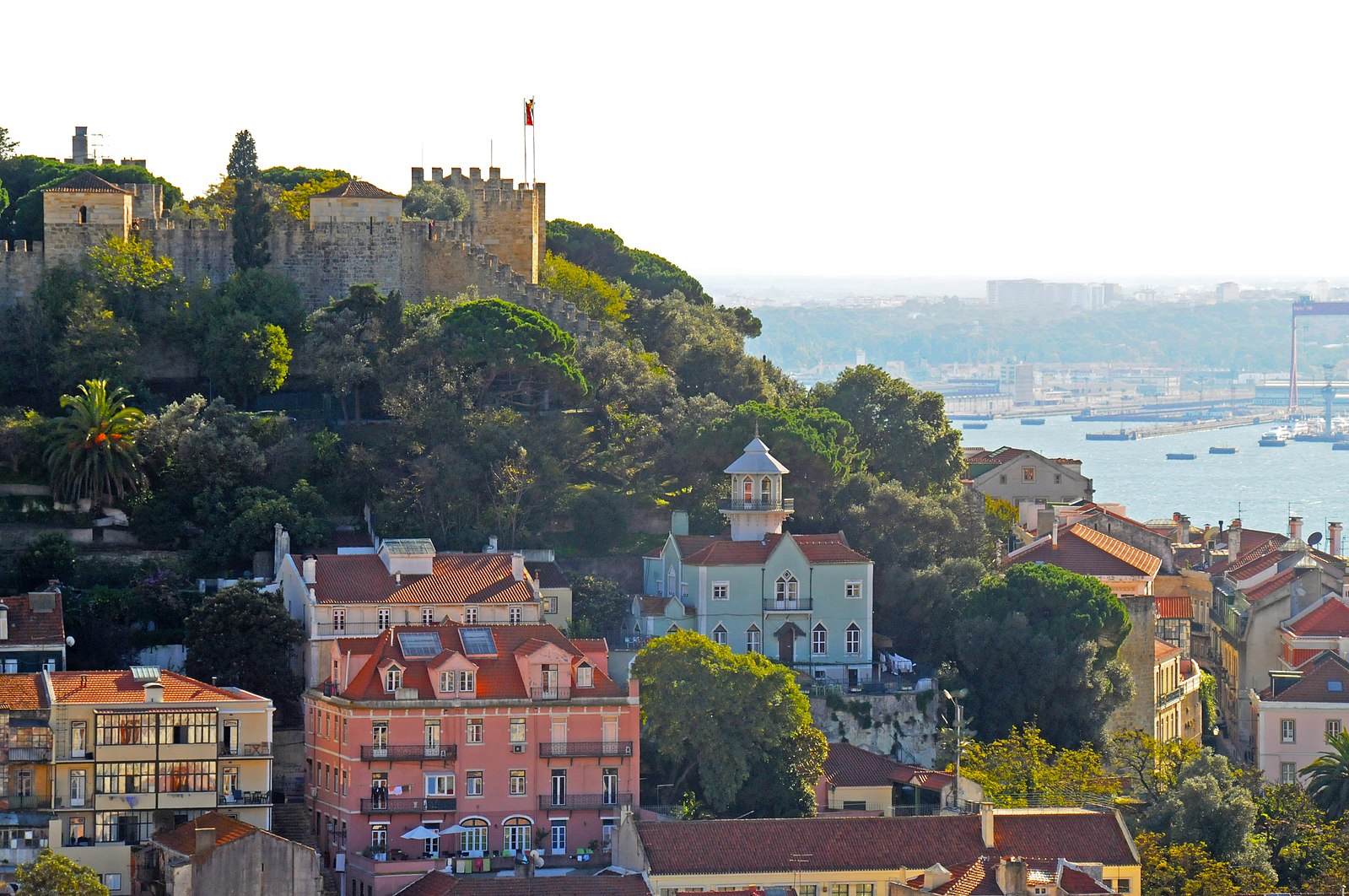 Aerial view of St Georges Castle in Lisbon, Portugal
