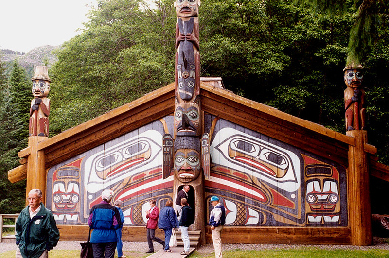 Collection of historic totem poles at Totem Bight State Park