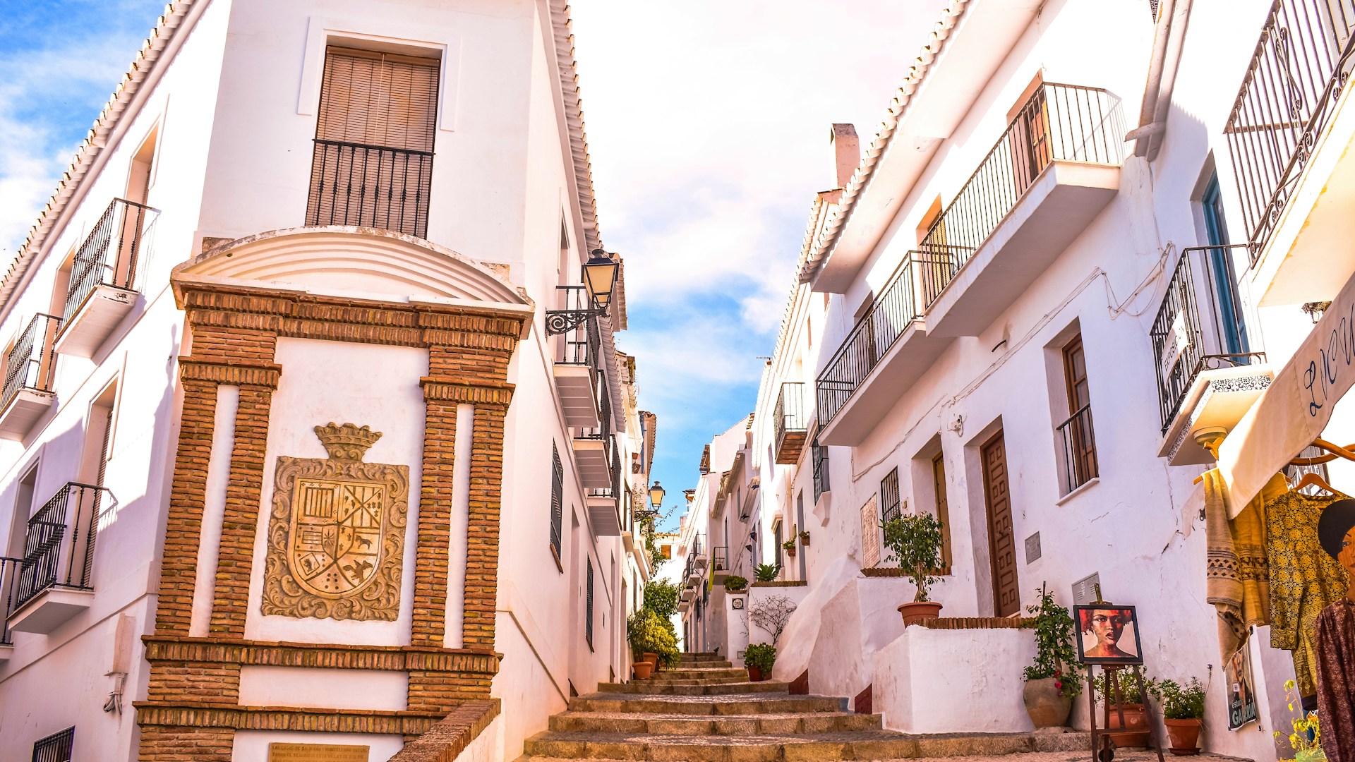 beautiful walkway and buildings in the city Malaga, Spain