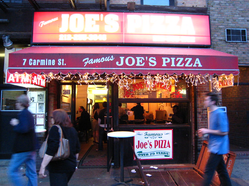 Joe's Pizza, the famous pizza parlor in Manhattan.