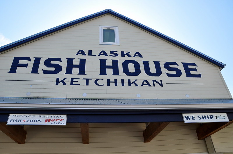 The entrance of the famous Alaskan Fish House in Ketchikan, AK