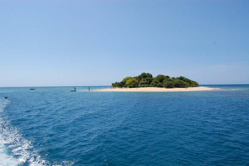 View of the small sandbar island, Amiga island, in Haiti.