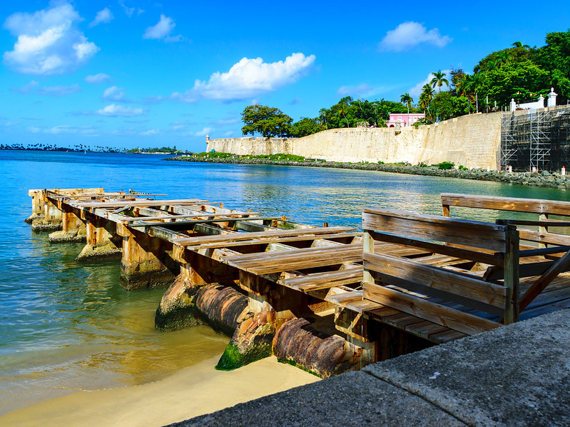 Pier looking out to the ocean in Old San Juan, Puerto Rico